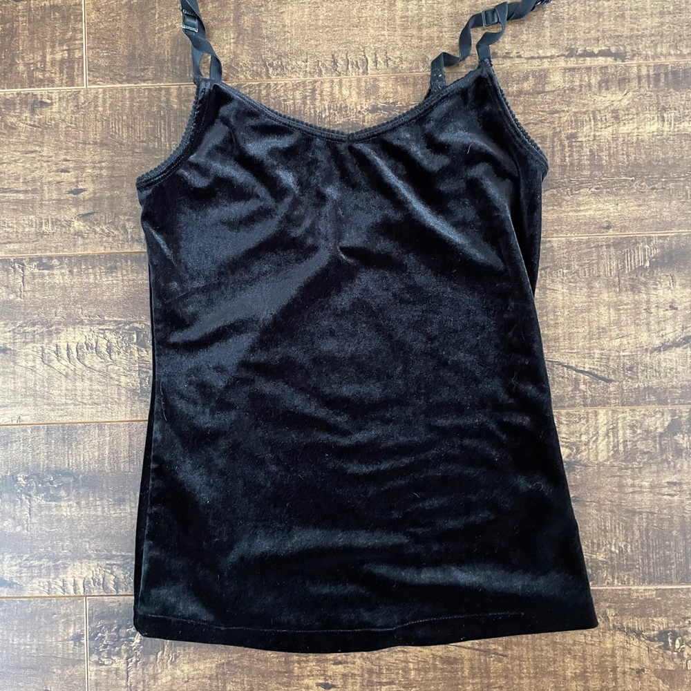 90s crushed velvet black cami
